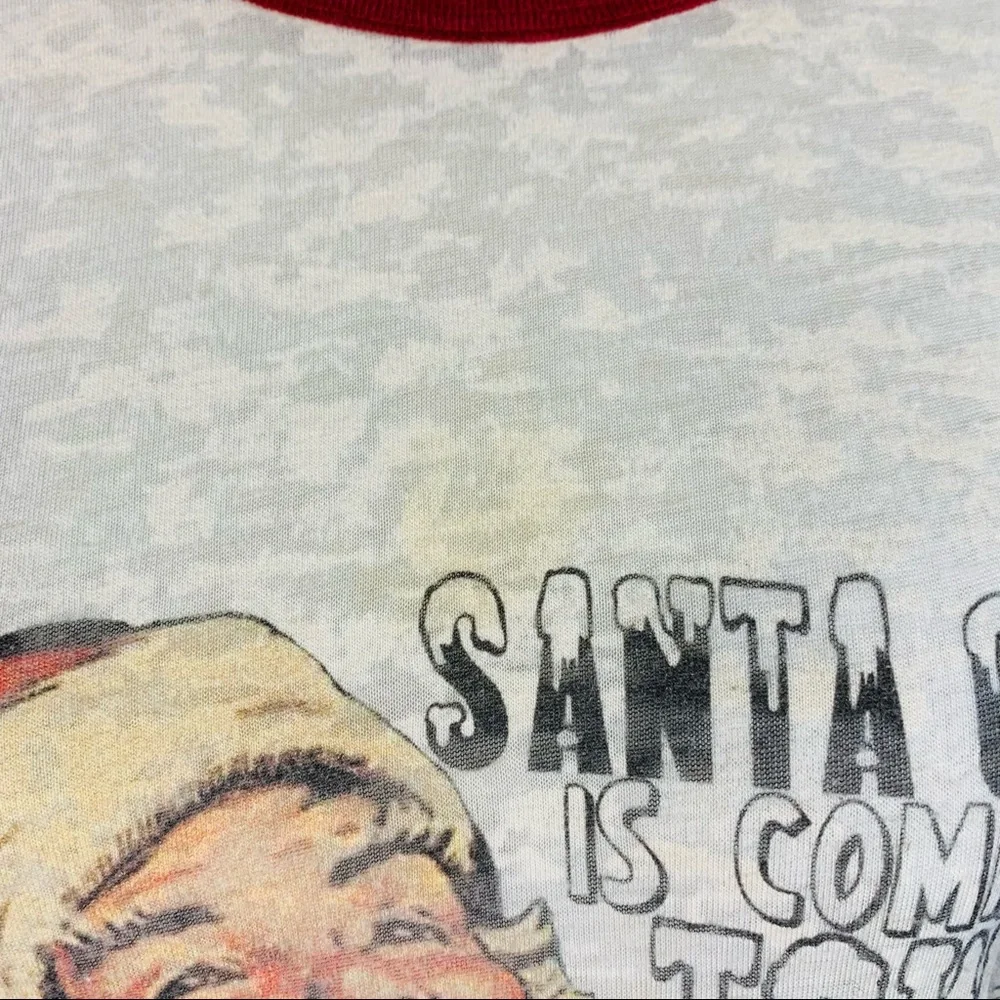 Santa Claus is Coming to town boutique bling burn out baseball tee medium - Picture 12 of 15